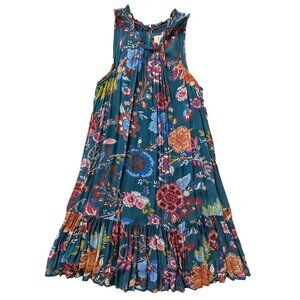 Anthropologie Teal and Red Floral Mini Dress